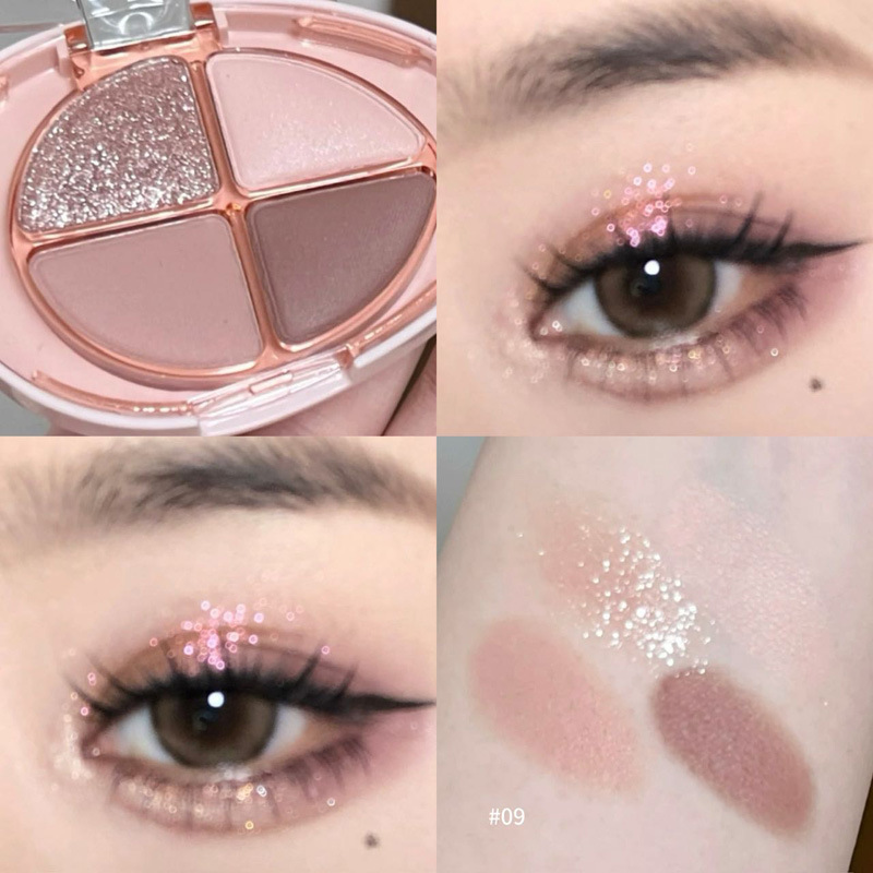 HERORANGE Sweet Gravity Eye Shadow Plate de cuatro colores, brillo de perla mate, brillo de alto brillo, sombras de ojos transfronterizas