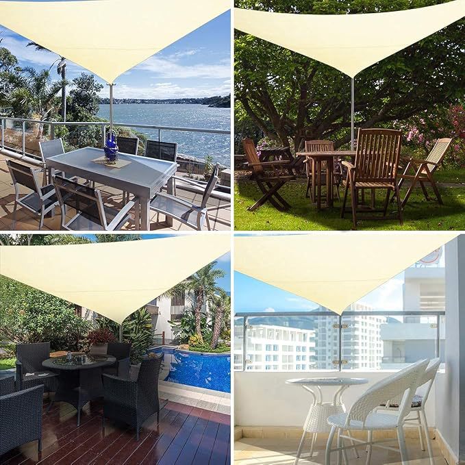 Household Triangular Rainproof Sunshade Sail, Yard Patio Sunshade Canopy, Tear-Resistant Outdoor Tarpaulin