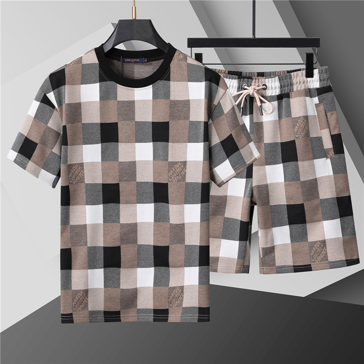 Set de manga corta de alta calidad, set de cuello redondo clásico, set de algodón impreso con letras para hombres y mujeres