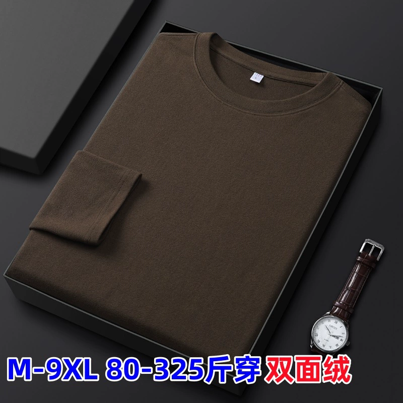 Двусторонняя бархатная рубашка больших размеров с круглым вырезом, Мужская футболка с длинными рукавами, внутренняя одежда, осенне-зимняя утолщенная на флисовой подкладке, оптовая продажа с фабрики