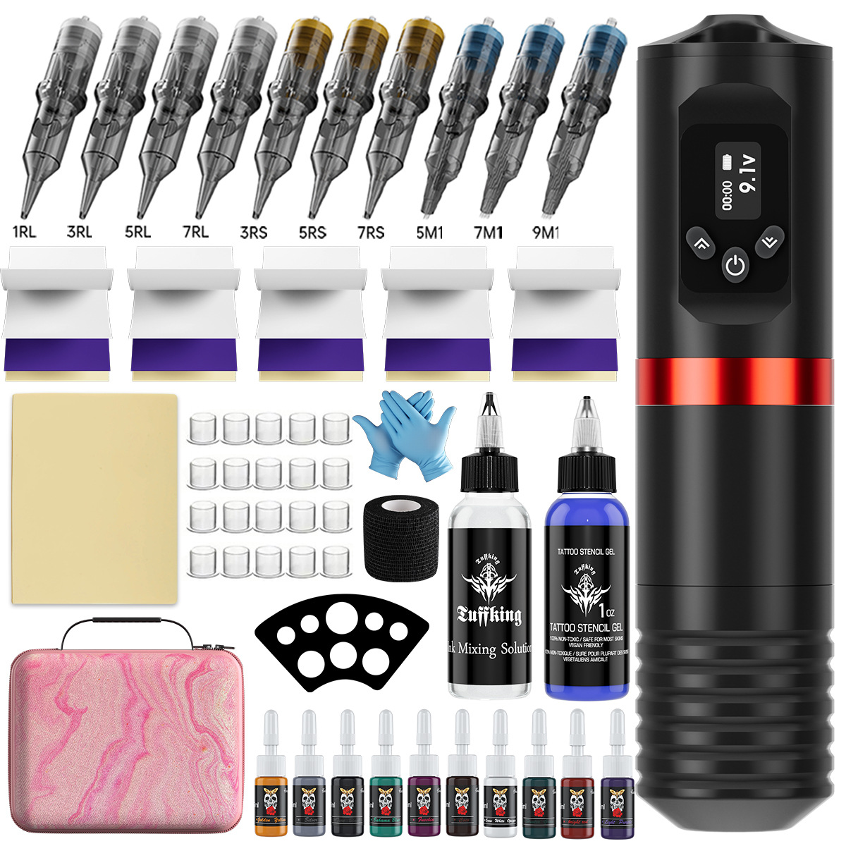 Tuffking transfronterizo batería inalámbrica todo en uno conjunto completo de máquina de tatuaje herramientas de tatuaje al por mayor
