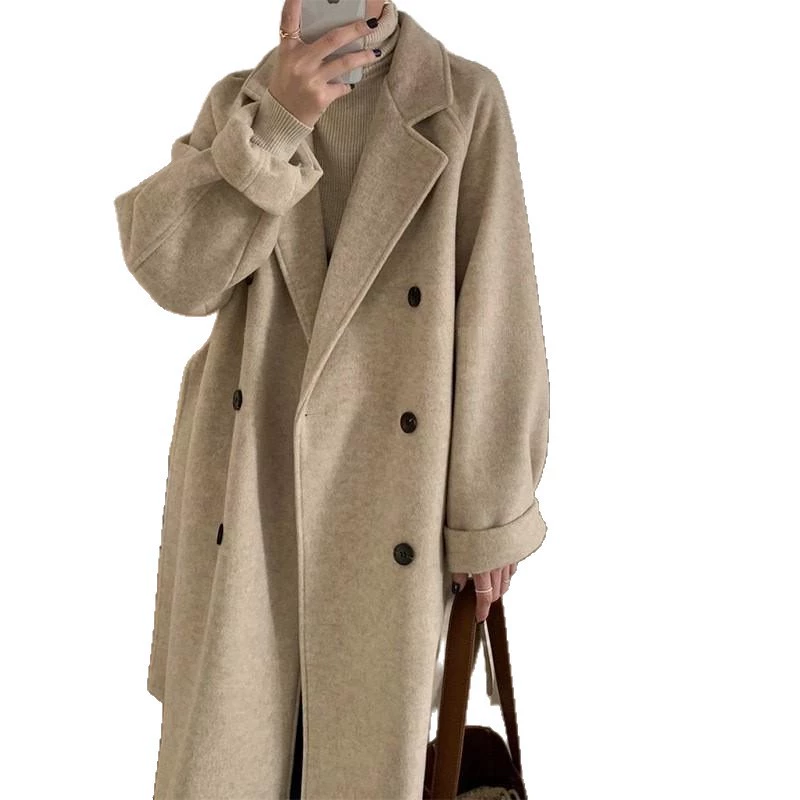 Down jacket, cashmere long woolen coat, for plus size ladies, fitted
