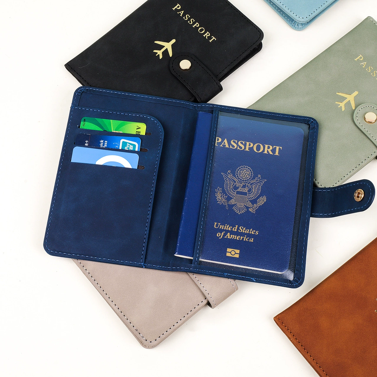 Паспортная обложка для деловых поездок в наличии, защитная обложка RFID для паспорта, с множеством слотов для карт и документов