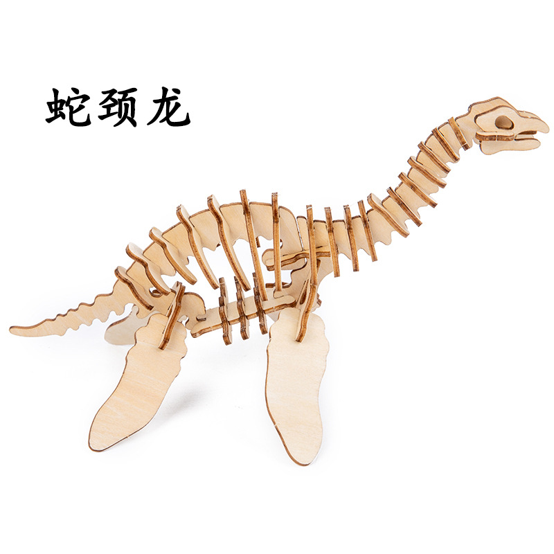 Puzzles de dinosaurio de madera creativos hechos a mano modelo 3D puzzle tridimensional regalos de vacaciones juguetes de madera al por mayor