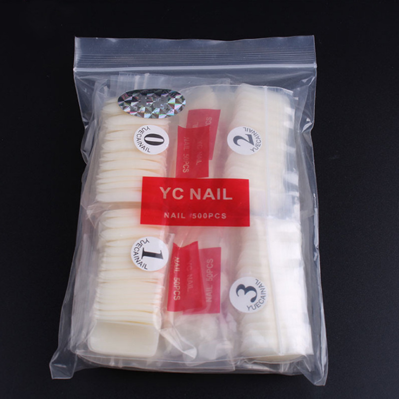 Uñas en bolsas pieza de uñas sin costuras multi-modelo color carne 500 piezas sin costuras pegatinas completas medias pegatinas pieza de uñas pieza de belleza de uñas