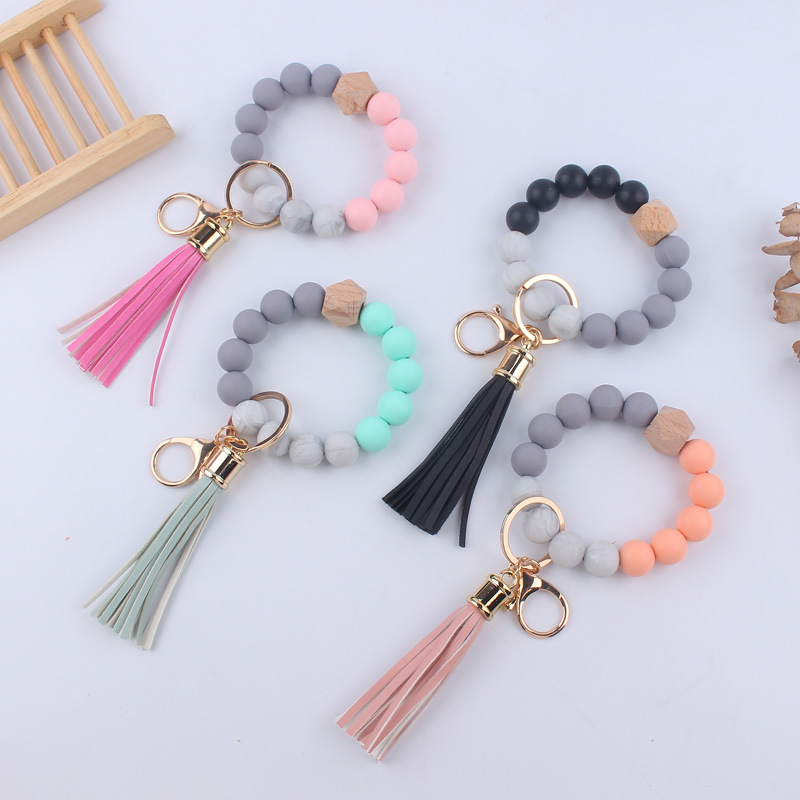 Simple Style Sports Color Block Alloy Silica Gel Beaded Women's Keychain display picture 2