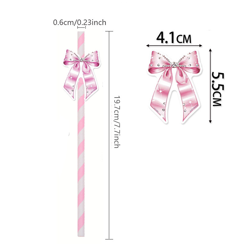 Pajita de papel con lazo creativo transfronterizo decoración de fiesta mesa de postres vestido de cumpleaños botella de pudín complemento de pastel