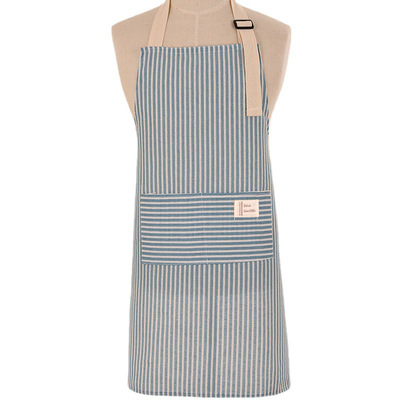 棉麻条纹围裙家用厨房 时尚厨房烧饭韩版防油大人罩衣无袖