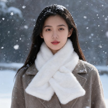 韩国毛绒围巾女冬季高级感小清新纯色学生加厚保暖新款仿兔毛围脖