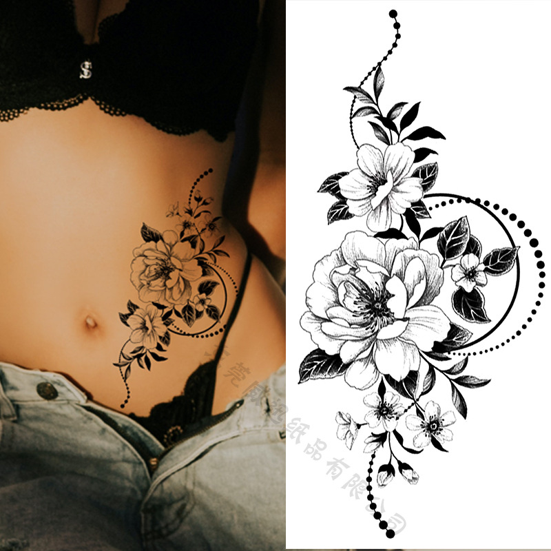 Tatuaje Temporal de Flores Boceto de Papel de Transferencia al Agua, Impresión por Transferencia de Agua, para Cuerpo image 60