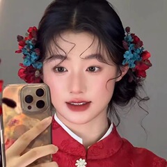 新しい赤と青のブライダルヘッドドレス、フォレストスタイルのレトロなヘアアクセサリー、ウェディングドレス、乾杯ドレス、アクセサリー、ヘアピン、イヤリング