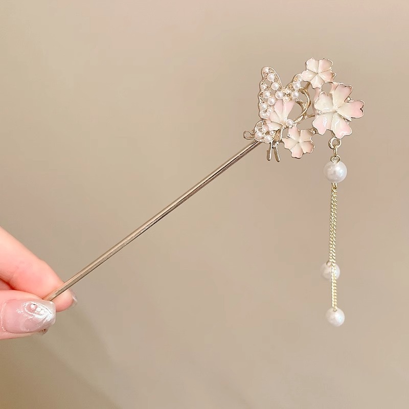 Horquilla de estilo antiguo nuevo estilo chino de alta gama Hanfu tocado estilo nacional borla horquilla paso a paso borla parte posterior de la cabeza horquilla hembra