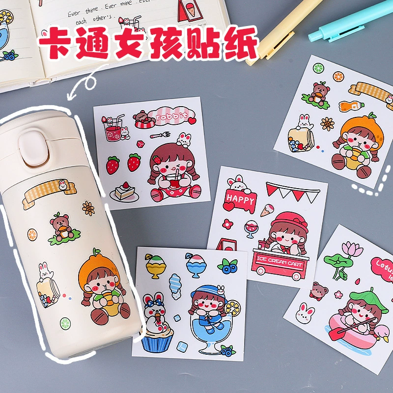 Мультяшные милые наклейки для девочек ПВХ детская ручная учетная чашка декоративные наклейки самоклеящиеся водонепроницаемые наклейки с этикетками оптом