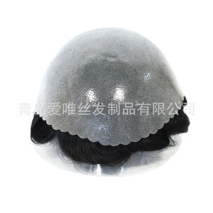 Men's Wig Reissue Block Large Density Thick PU Wavy Hareline Hair Block All Hand Woven V Needle Natural Realistic