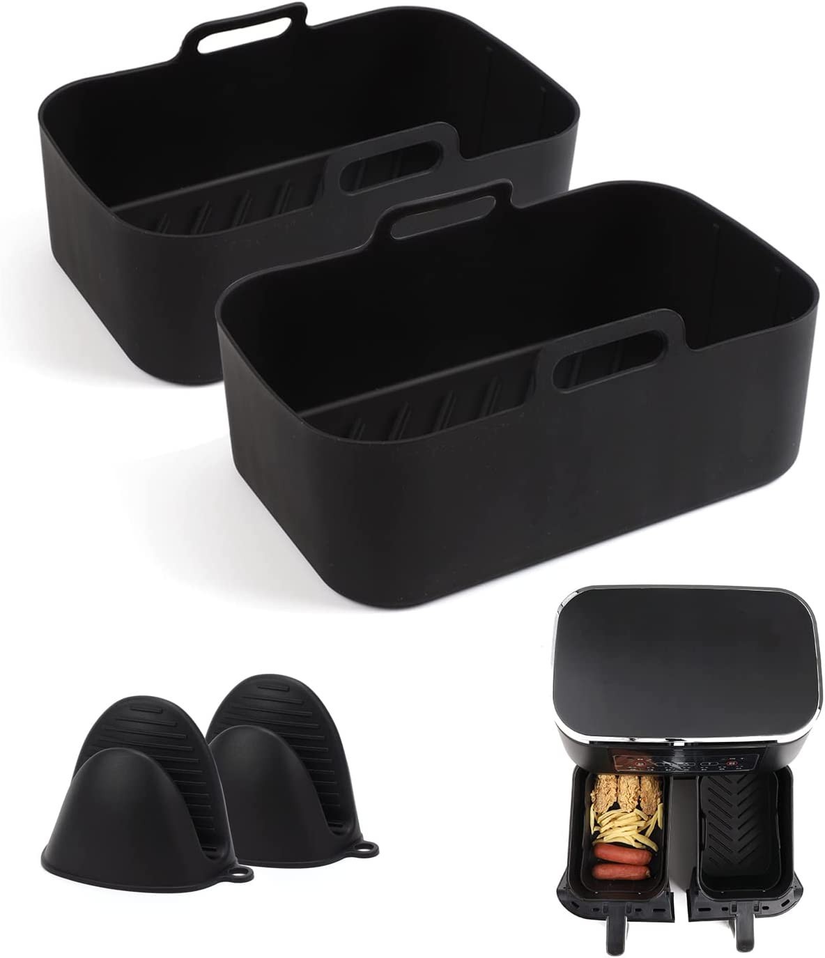 Rectangular de doble olla de silicona sartén freidora de aire accesorios DZ201 silicona para hornear olla de silicona