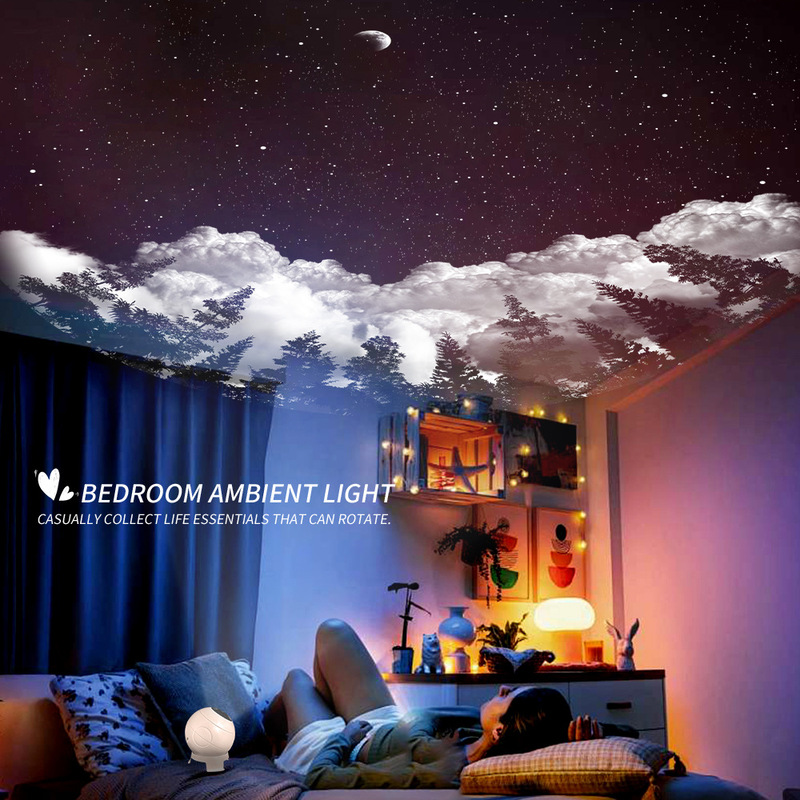 新款太空舱银河星空灯跨境13星盘投影灯调焦卧室氛围灯音乐小夜灯|undefined