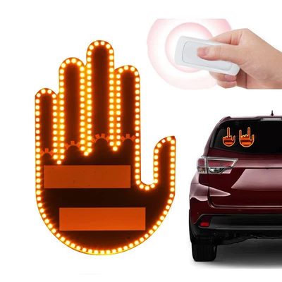 Cross-border car finger light gesture light car multi-function warning light anti-collision taillight interactive Palm light (Gündüz işıqları) - womens-finger-light-yellow