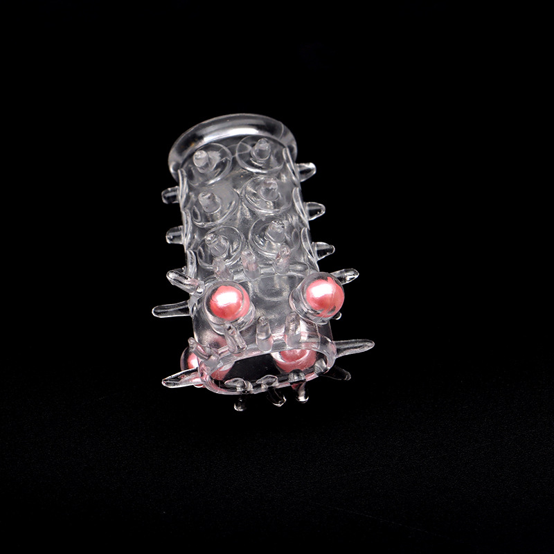 Textured TPE Penis Sleeve with Locking Ring, Large Bumps and Beads, Random Color — detail image 8