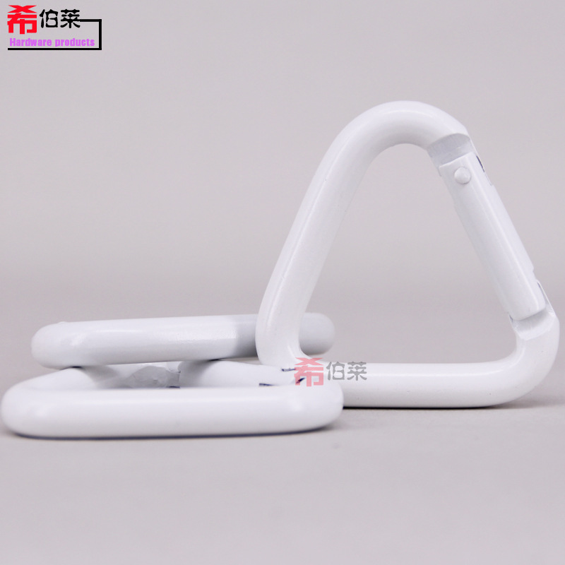 Hebrew porcelain white triangle aluminum alloy material spring hook quick hanging accessories carabiner safety buckle