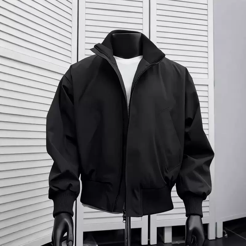 cleanfit黑色短款工装外套男美式三防立领棒球服bomber飞行员夹克