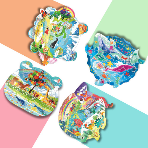 Cross-border special-shaped irregular cartoon children's puzzle toys, educational early education flat paper advanced puzzles wholesale