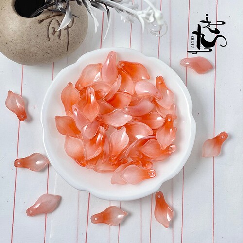 Nine 11x20mm glazed lotus petals and leaves diy handmade hairpins ancient style hanfu headwear production materials