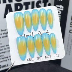 歐美簡約腮紅甲甜酷辣妹穿戴式指甲貼長款手工穿戴甲批發假指甲