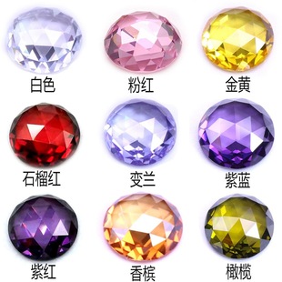 Round Flat Bottom Rose Cut White Colorfuled Zircon Loose Stone Semi-Circular Triangle Version DIY Jewelry Gemstone Wholesale