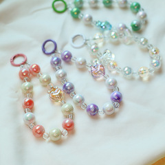 New two-color bead mobile phone chain pendant plated color crown ins fashion keychain bag hanging accessories women's bracelet 