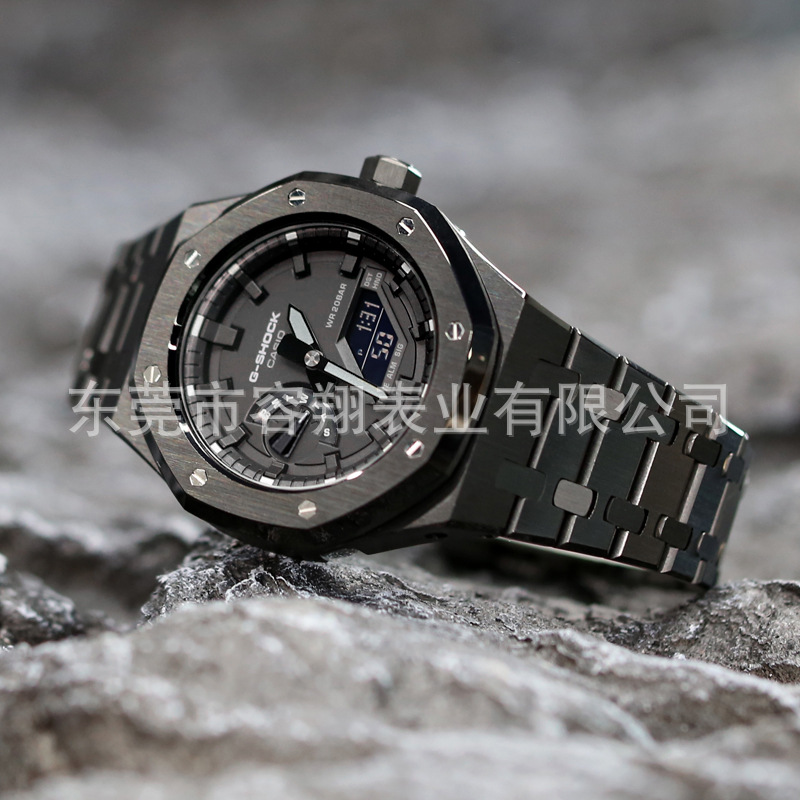 Sustituto AP granja Roble Casio GA-2100 serie Acero inoxidable modificado caso correa de acero accesorios reloj