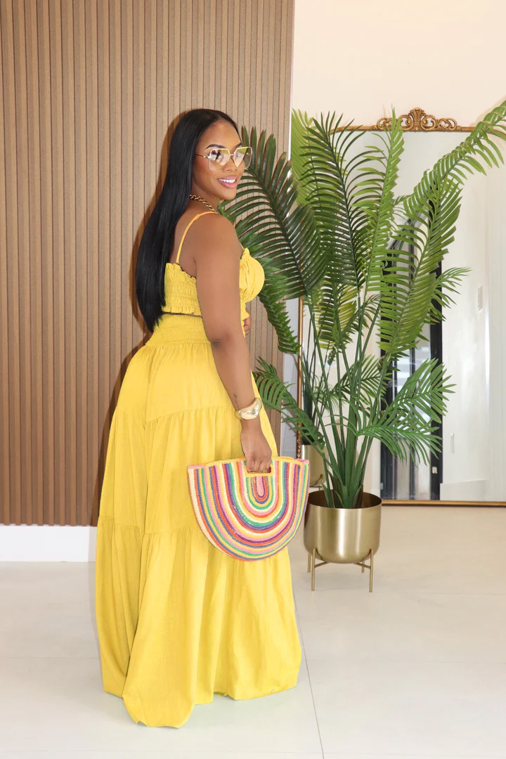 Women's Clothing Fashion Solid Color Suspender Top Plus Loose Wide Leg Pants Two Piece Set_voghion.com