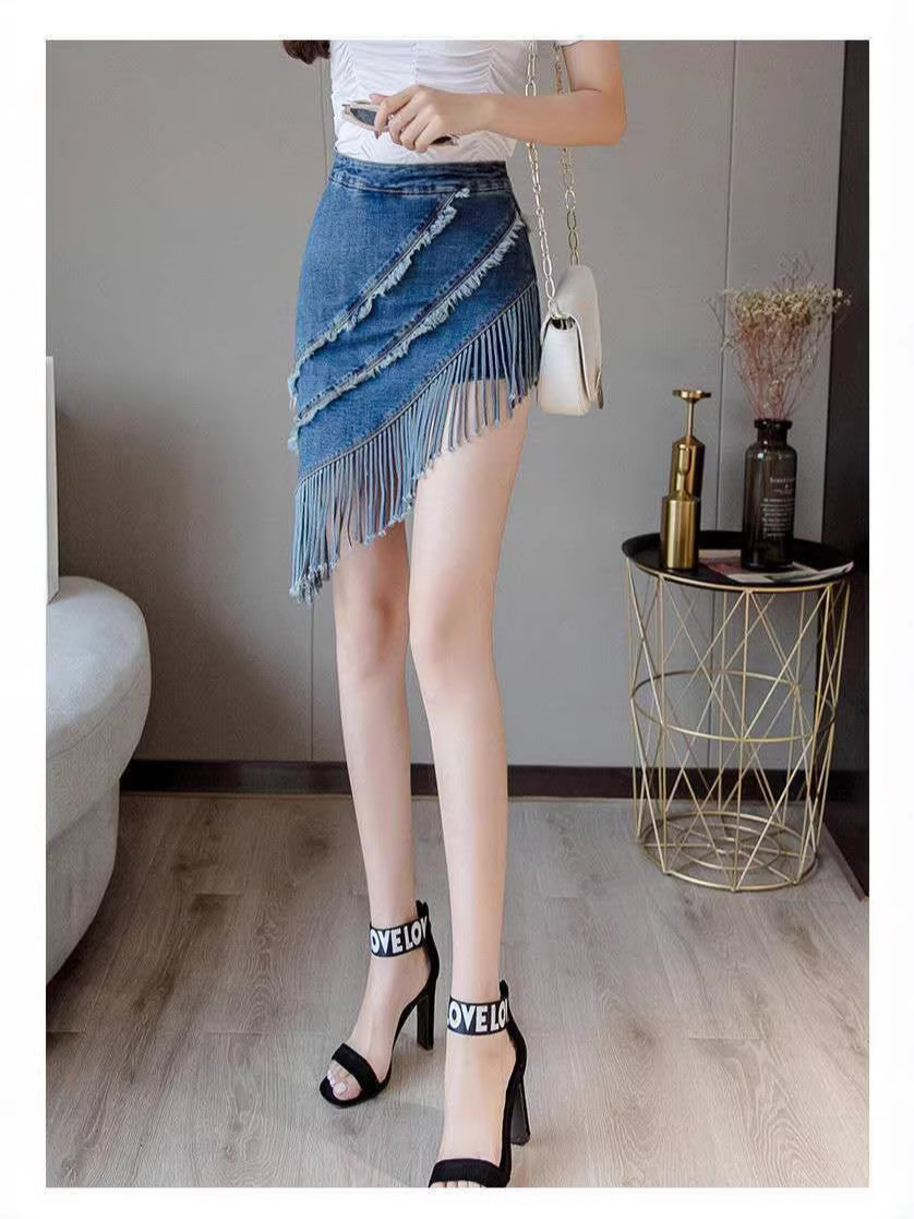 Elastic elegant sexy denim skirt