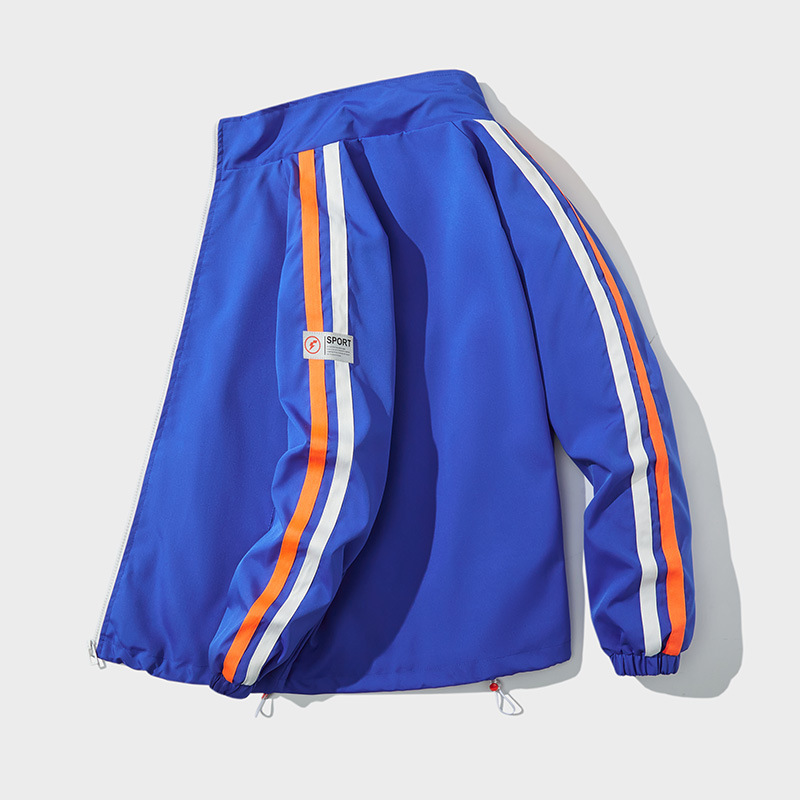 2022 Spring and Autumn Men's Jacket New Fashion Casual Loose Workwear Rainbow Strip Jacket Men's Casual Sports Men