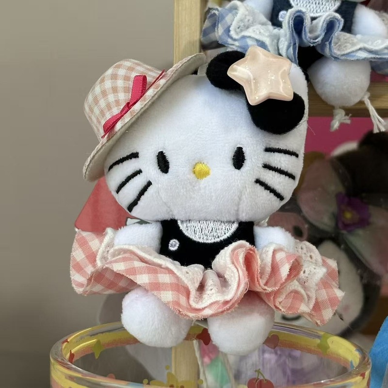 秋季新款格子礼帽kitty公仔钥匙扣星星挂件挂饰包包少女心可爱毛|undefined
