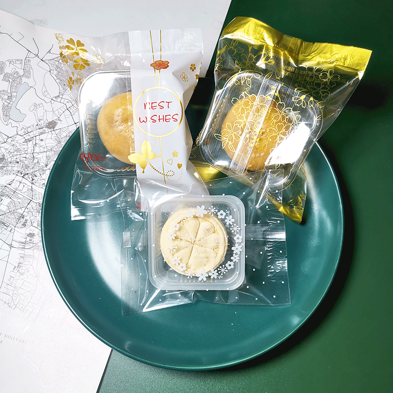 金色中秋月饼包装袋雪花酥磨砂机封袋烘焙饼干袋糕点磨砂质感包装