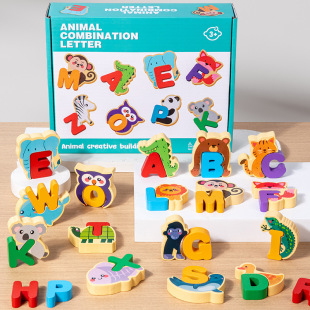 Montessori Early Education 26 Letter Matching Building Blocks 2-3-6 Years Old Enlightenment Kindergarten Educational and Interesting Wooden Puzzle Toys