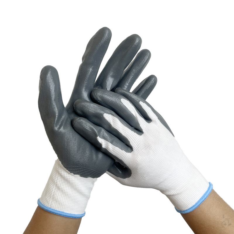 Guantes de protección laboral para trabajo en seco Guantes de nitrilo resistentes al desgaste y antideslizante gruesos Guantes Dingqing lotes