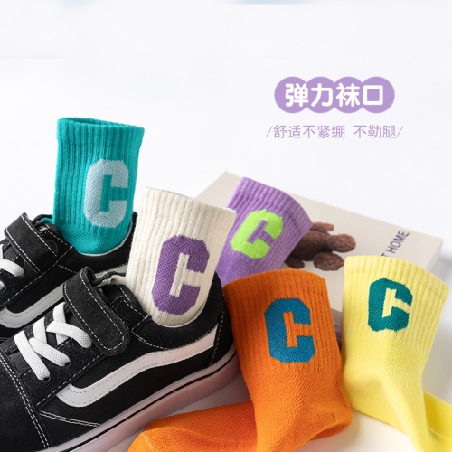 Spring and Summer Mesh Socks, Thin Men's and Women's Children's Cartoon Cotton Socks, Middle Children's Socks