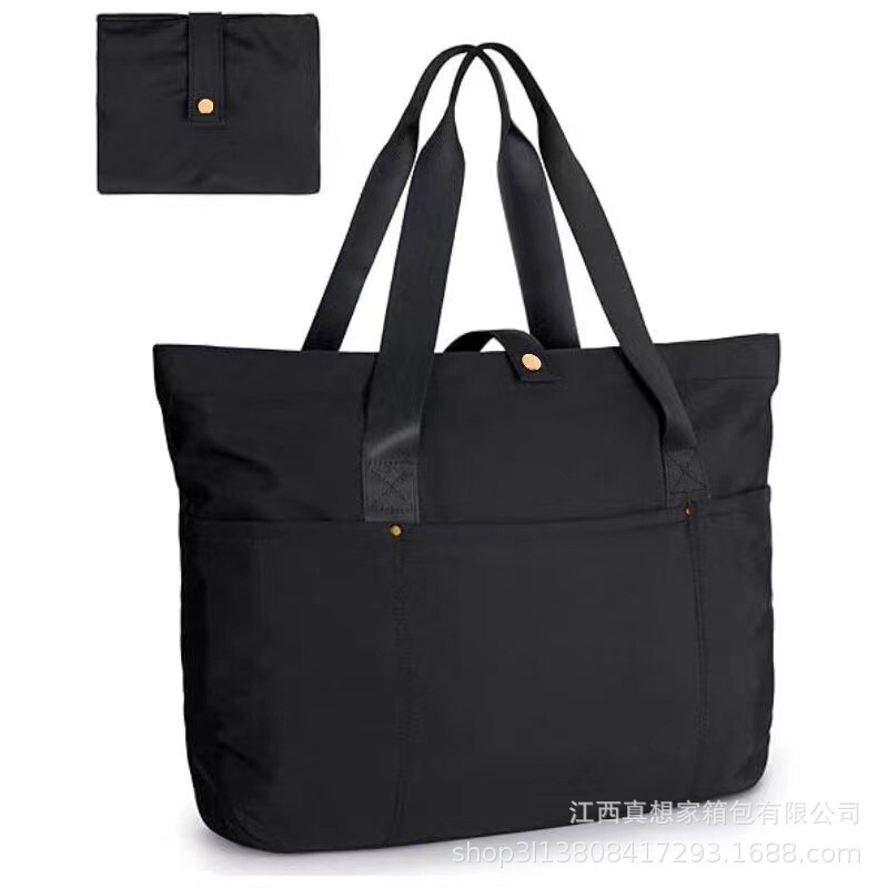Cross-Border New Women's Handbag Foldable Large Shoulder Bag with Zipper Top Handbag Portable Small Bag