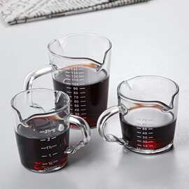 跨境意式浓缩咖啡奶盅牛奶壶双刻度量杯玻璃酱汁盅调味碟迷你奶杯