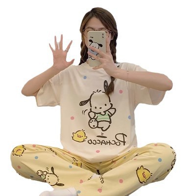 Short-sleeved Pants Pajamas for Women Summer New Casual and Comfortable Cartoon Pacha Dog Can Be Worn Outside Home Clothes Spring & Fall Suit