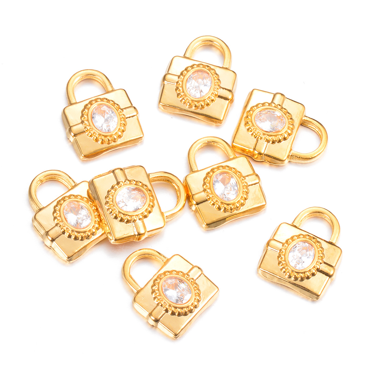 5 PCS/Package Quantity 5 PCS/Package 304 Stainless Steel Zircon Bag Polished Pendant