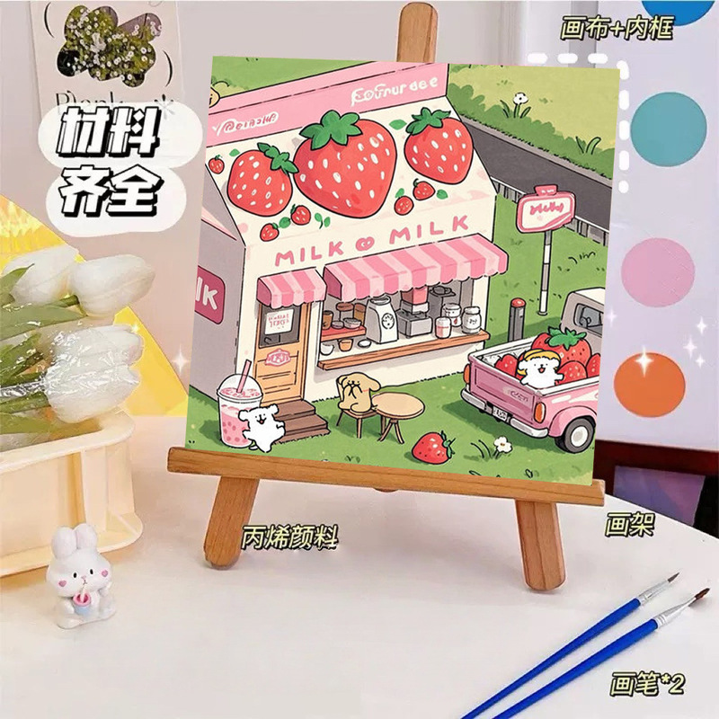 ライン子犬デジタル油絵 diy 手描き落書き漫画かわいい癒しの装飾メーカー卸売|undefined