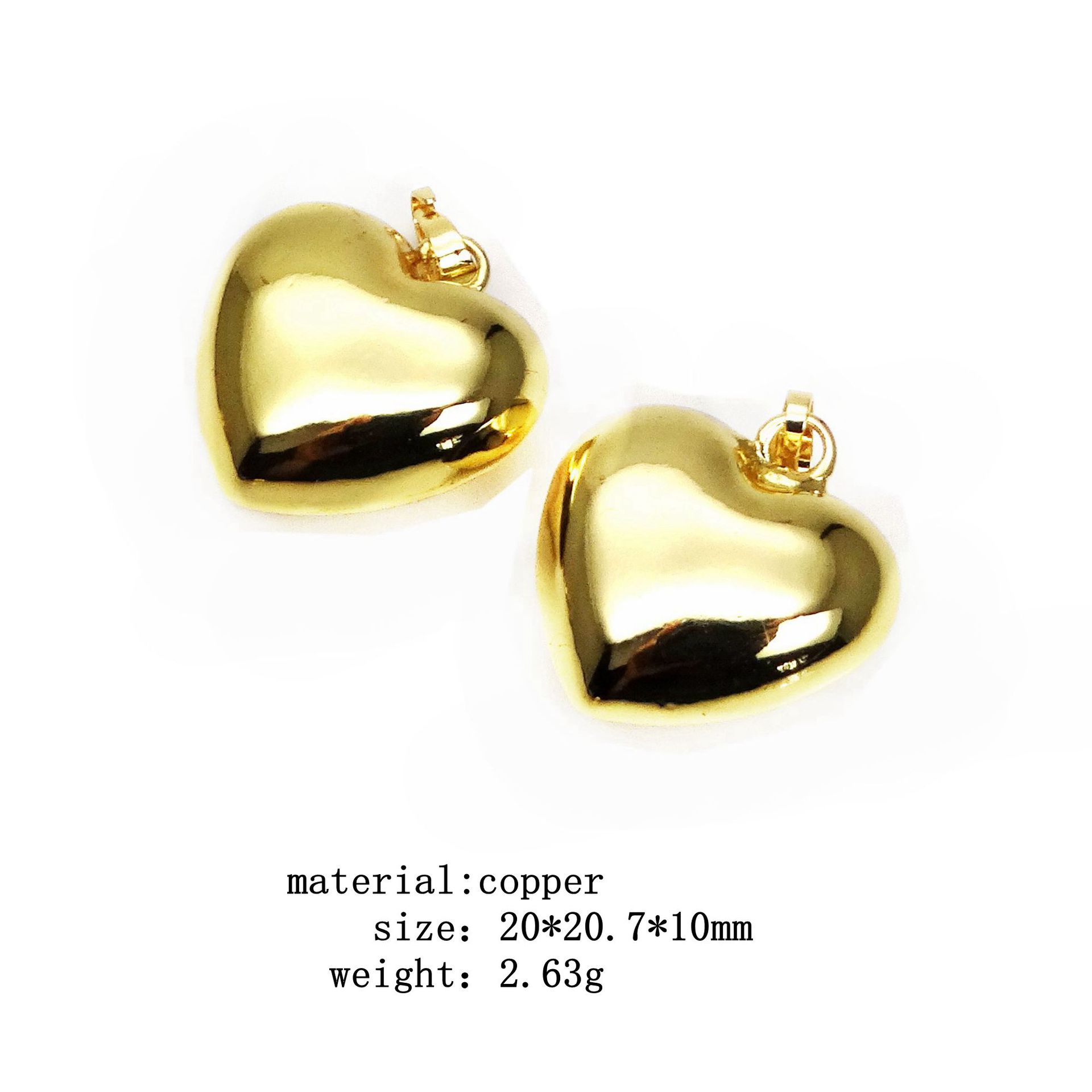 Heart Shape Pattern 1 Piece 14.7*18mm 20*20.7mm 25*25.8mm Copper Gold Plated Heart Shape Polished Pendant