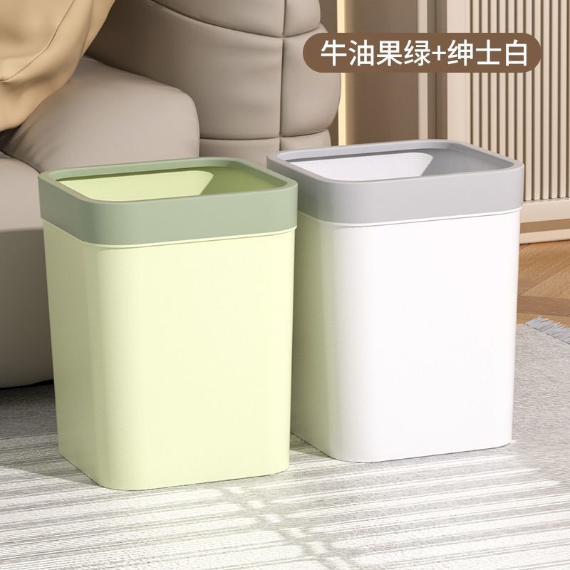 家庭用リビングルーム、キッチン、バスルーム用のスナップカバー付き正方形ゴミ箱、大きな圧力リング、クリエイティブな寝室のトイレットペーパーバスケット|undefined