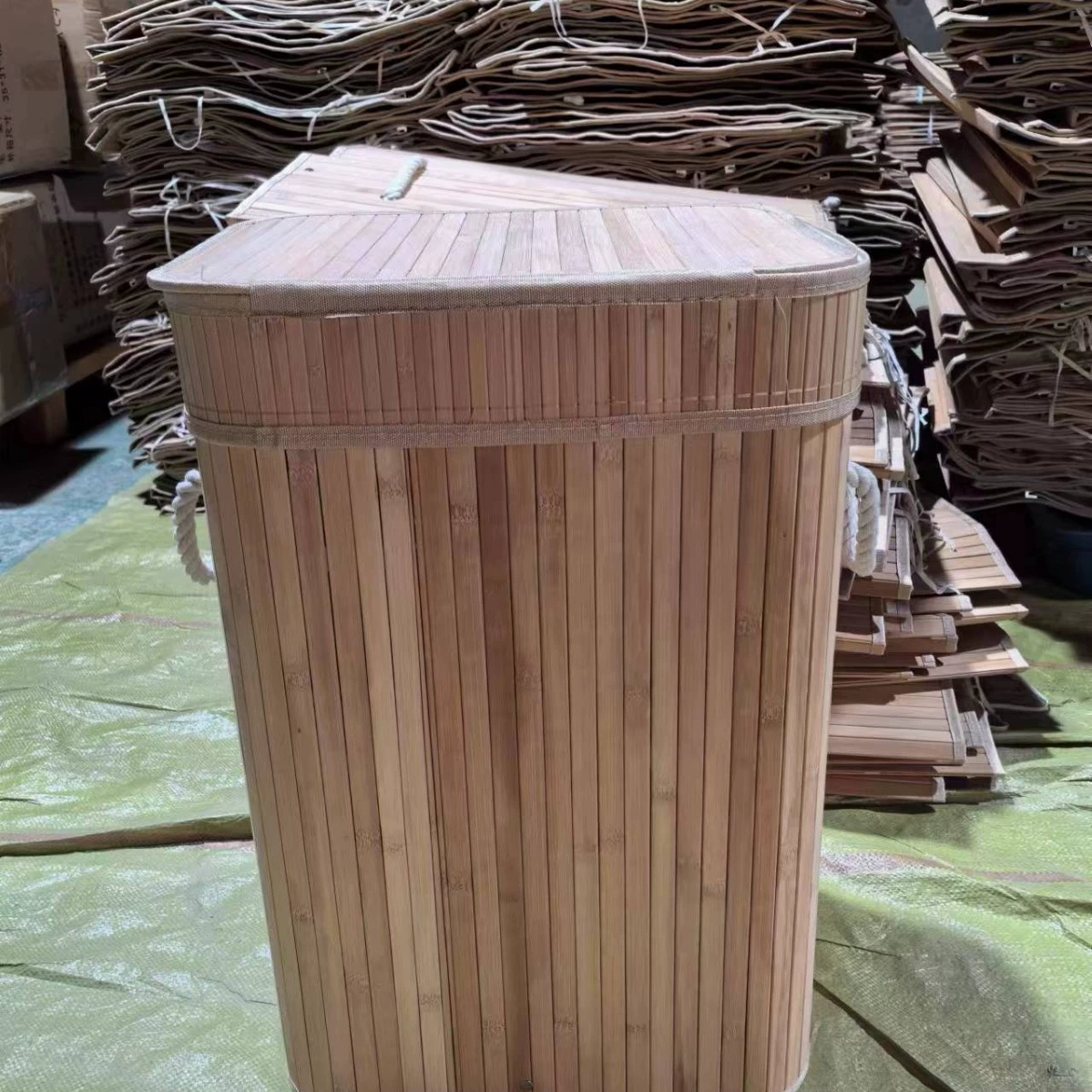 Foldable laundry basket, bamboo storage box 40×30×60 cm, large collapsible hamper