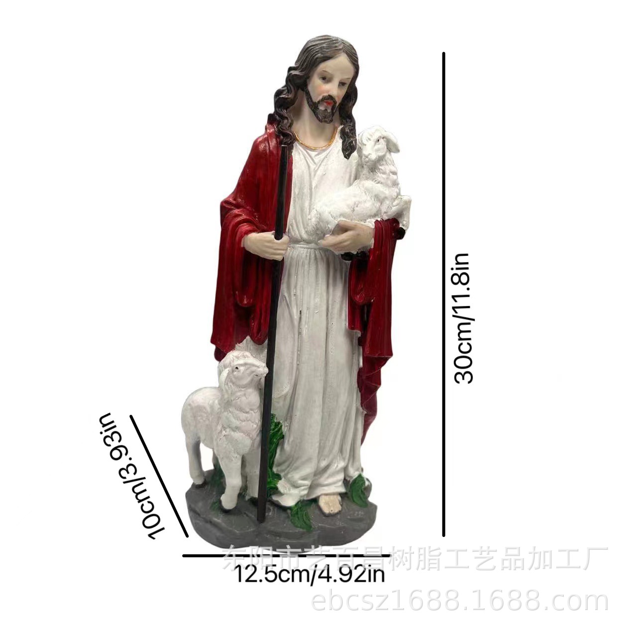 Fabricantes transfronterizos suministran directamente a pastores occidentales europeos muletas para decoraciones de ancianos resina artesanía escultura ornamentos