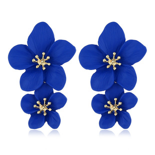 European and American cross -border INS Korean small fresh flowers earrings female Posmian dual -layer long earrings Earring