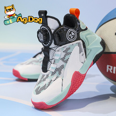 Ag.Dog兒童籃球鞋男童鞋夏季2024新款學生運動球鞋跑步旋轉扣網面