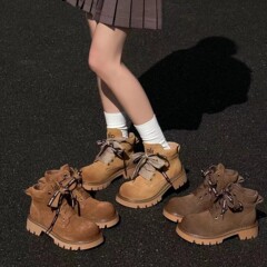 厚底潮流英伦风女2025早秋新款简约通勤机能风百搭卡皮巴拉马丁靴